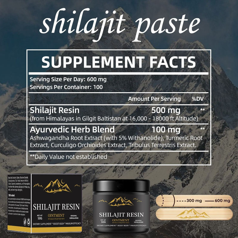 High Quality Organic Shilajit Resin 50g Extract Pure Himalaya Food Supplement for Adults Oral Liquid Dosage 30g