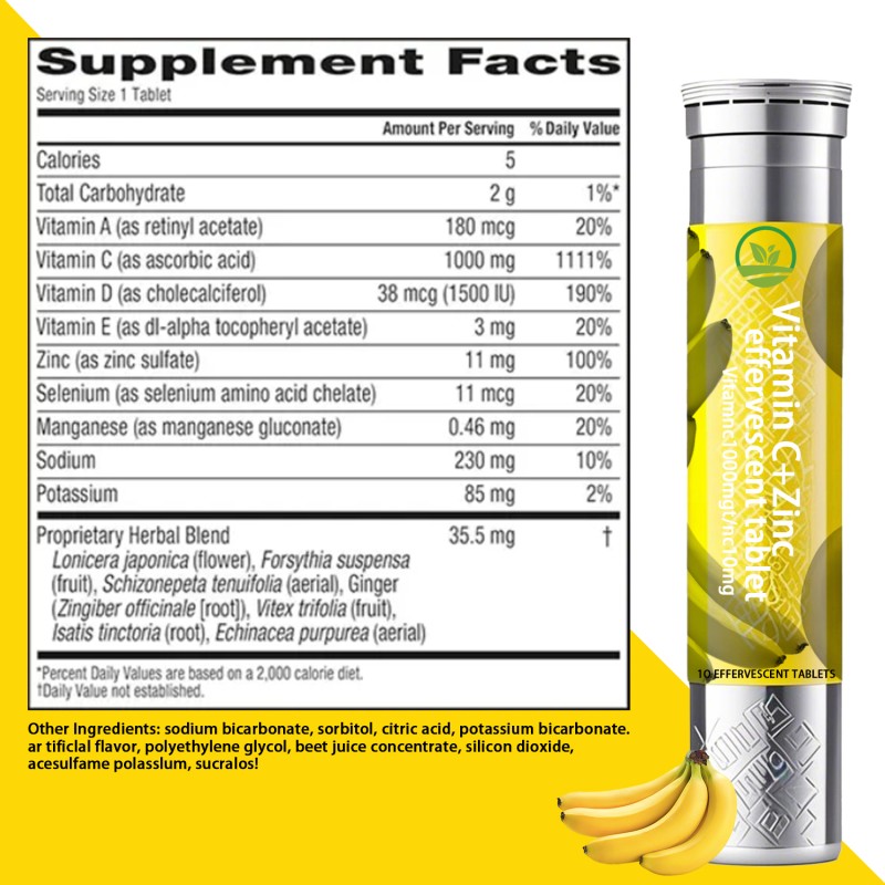 New Arrival OEM Dietary Supplement Immune Health Multivitamin 1000mg Vitamin c Effervescent Tablets