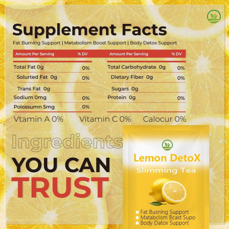 OEM Natural Lemon Detox Slimming Tea Mix Herbal Fast Slimming Fit Tea Flat Tummy Detox Diet Tea for Digestive Health Adults