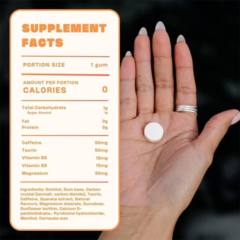 ODM Focus Gum with Vitamin B6 B12  Taurine  Fresh Mint Sugar-Free Energy Supplement  Caffeine Gum