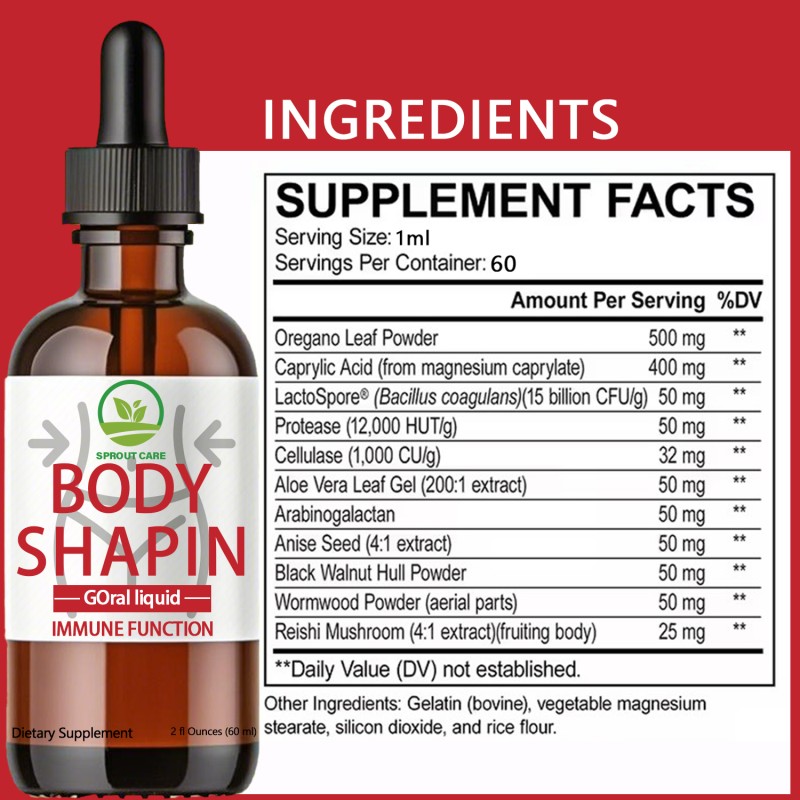 OEM High Quality Body Shaping Liquid Drops with Immune Health Function for Adult Herbal Supplement