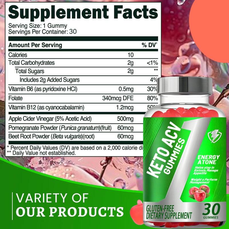 OEM Hot Selling Keto Organic Apple Cider Vinegar Herbal Supplements for Weight &Appetite Management