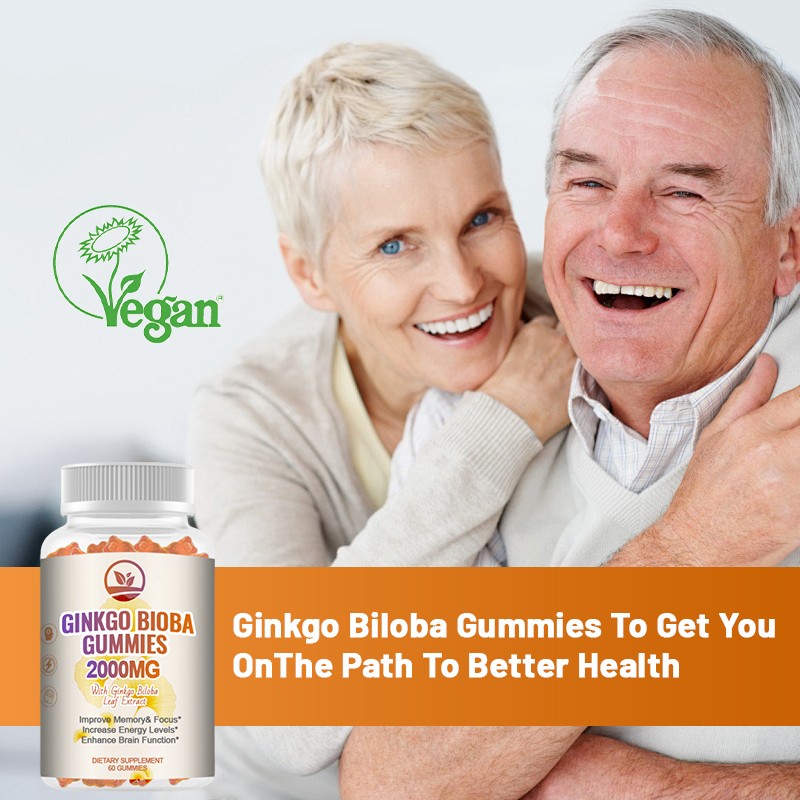 ODM Ginkgo Biloba Gummies - Memory & Focus & Natural Energy Brain Health Support 60 Count