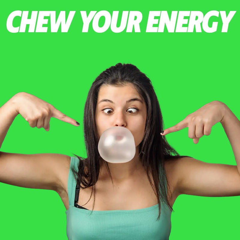 OEM Wholesale Energy Gum 15 Pieces Caffeine Chewing Gum Sour Apple for Energy Support and Breath Fresh Adult Herbal Supplement