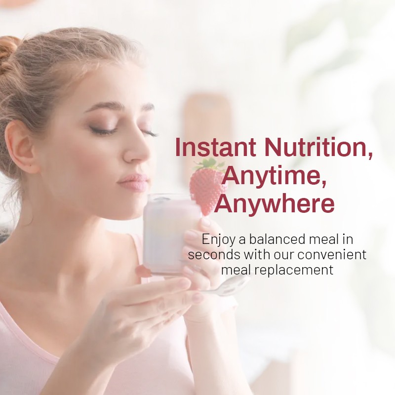 OEM Vegan Meal Replacement Shake Plant Protein Powder- Strawberry Banana Flavor, Probiotics Vitamins Dietary Fiber Supplements