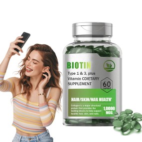 OEM Biotin Softgel Capsule Hair Support Supplements Biotin Capsules Hair Nails and Skin Supplements Biotin Collagen Keratin Soft