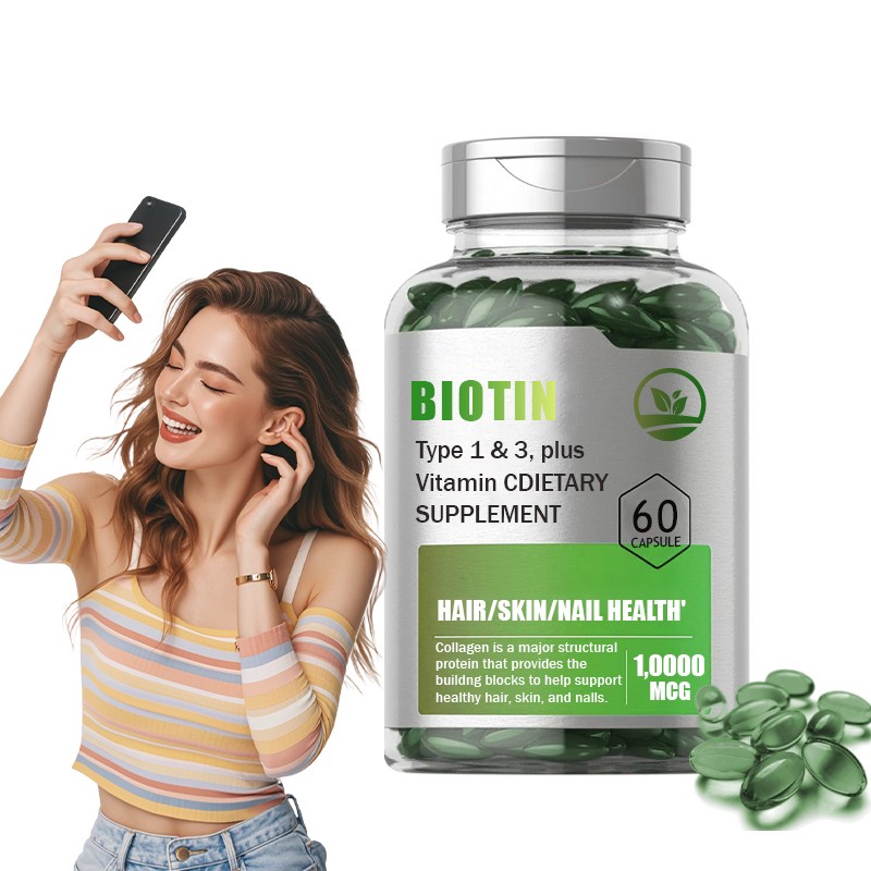 OEM Biotin Softgel Capsule Hair Support Supplements Biotin Capsules Hair Nails and Skin Supplements Biotin Collagen Keratin Soft