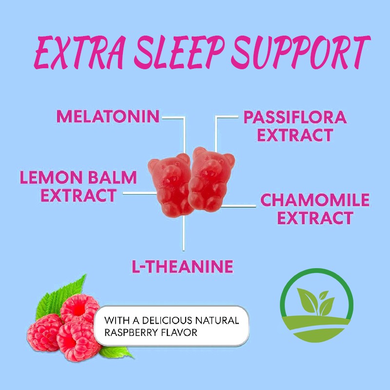 OEM Vegan Melatonin Sleep Gummies Supplement L-theanine Melatonin Gummies Elderberry Glycinate Vitamin Gummies Improved Sleep