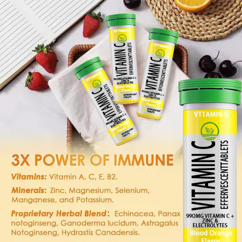 OEM Natural Vitamin C Detox - Fat Burn Effervescent Tablets | Slimming Drink Mix with L-Carnitine | Energy Boost