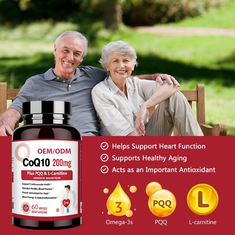 OEM /ODM CoQ10 Soft Capsules Healthy Blood Pressure Antioxidant Softgels Energy Booster for Adult Herbal Supplement