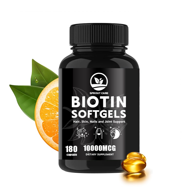 Private Label Biotin Softgels Capsules 10000mcg Organic Keratin Capsule for Hair Skin and Nails Vitamins Supplement