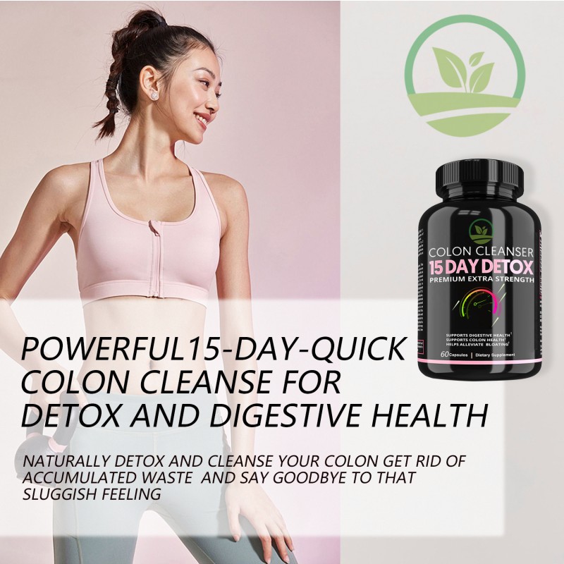 OEM  Colon Cleanse 15 Day Detox Capsules for Gut Health and Fat Burning Supplement Improve Digestive Detox Gut and Colon Support