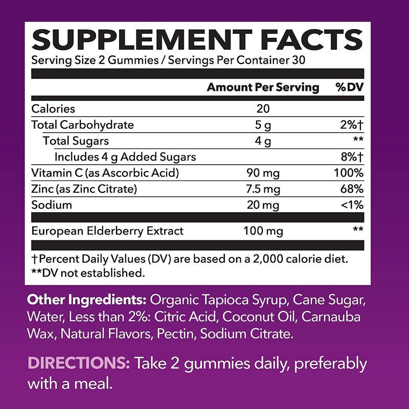 OEM Private Label Elderberry Gummies Zinc Vitamin Supplement Improved Immune Health Elderberry Extract Gummy Candy