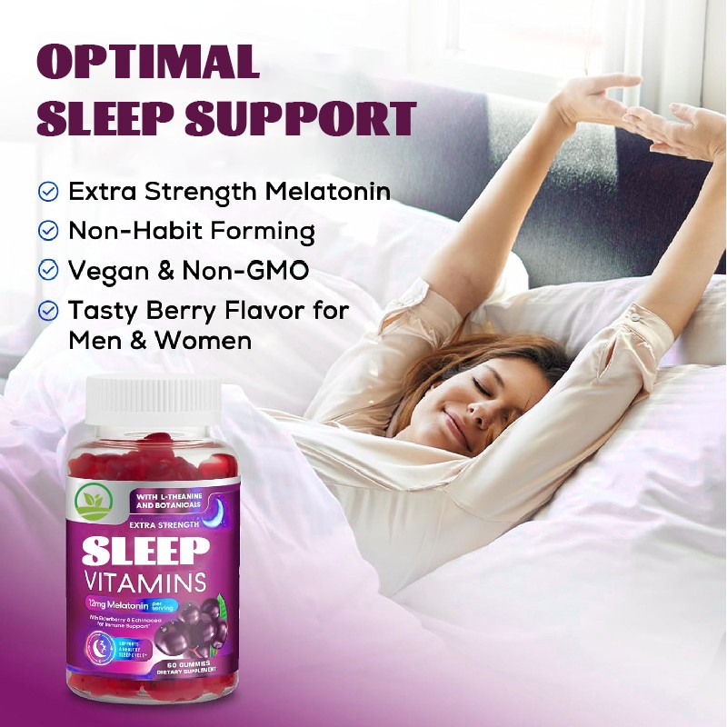 OEM Vegan Melatonin Sleep Gummies Supplement L-theanine Melatonin Gummies Elderberry Glycinate Vitamin Gummies Improved Sleep