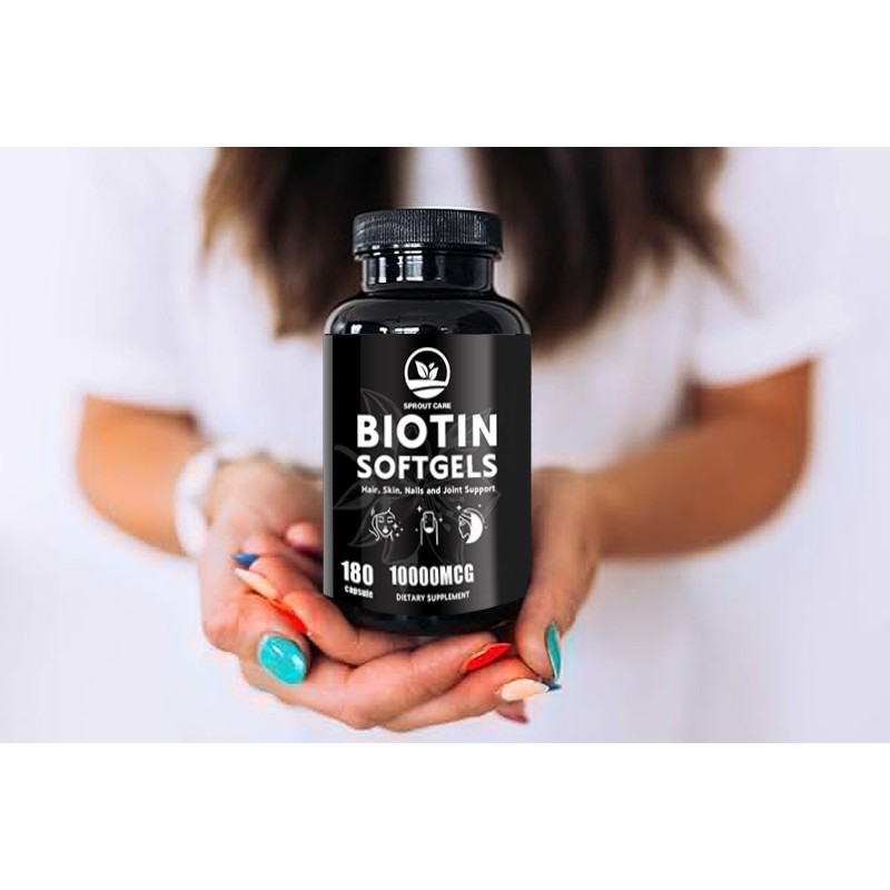 Private Label Biotin Softgels Capsules 10000mcg Organic Keratin Capsule for Hair Skin and Nails Vitamins Supplement