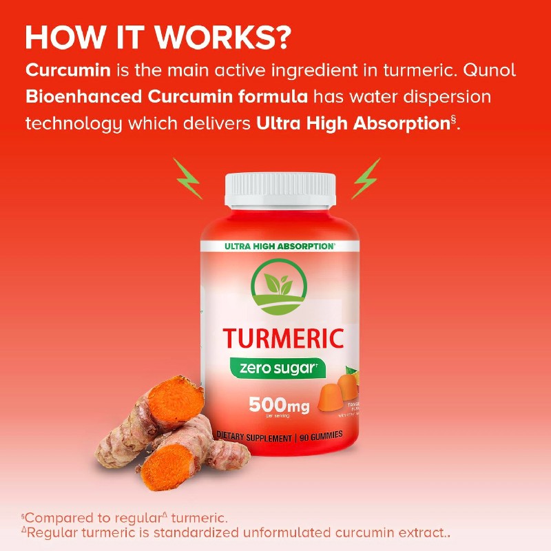 OEM Turmeric Gummies Supplement Digestion Health Support Ginger Turmeric Gummies Vitamin Detox Support for Gut Health