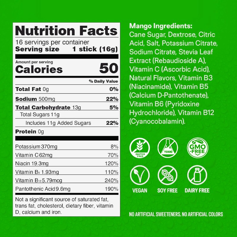 OEM Mango Flavor Electrolyte Powder Drink - Fast Hydration with Vitamins & Nutrients, Vegan & Gluten - Free Sports Hydration Mix