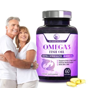OEM Factory Supply Vegan Omega 3 Softgel Capsules Vitamin EPA DHA Halal Supplements 2400mg Brain & Heart Health Support