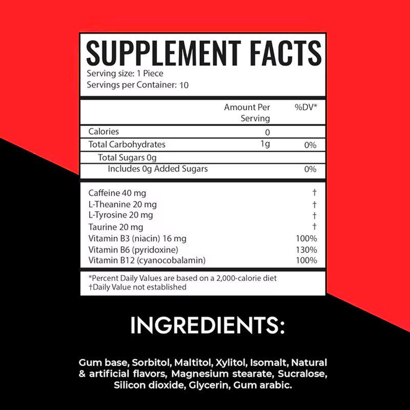 OEM High Energy Mints Oral Care Chewing Gum Sugar-Free Energy Gum for Fresh Breath with Caffeine L-theanine B6 B12