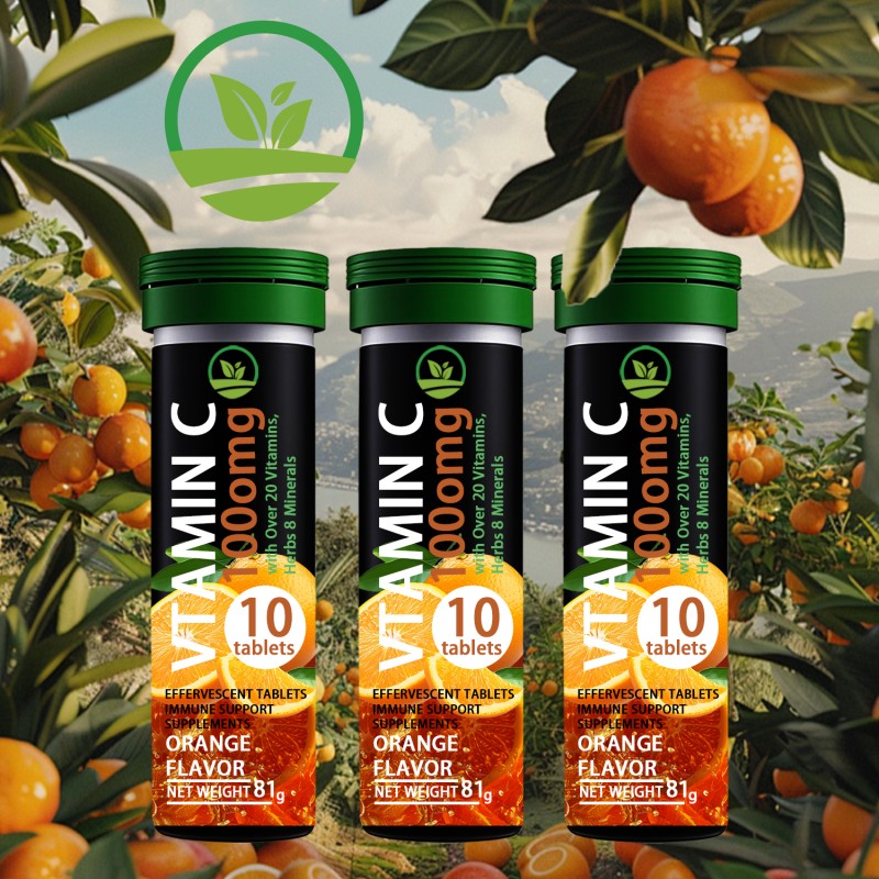 Private Label Vitamin C & Green Tea Extract Fat Burning Drink Effervescent Tablets  | OEM Detox Supplement for Belly Fat