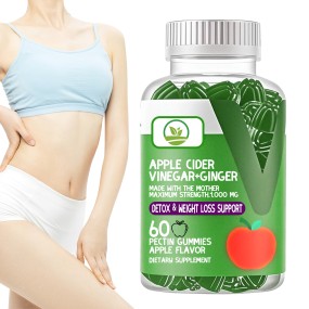 OEM Hot Selling Organic Apple Cider Vinegar Ginger Gummies for Weight Management Detox Herbal Supplements