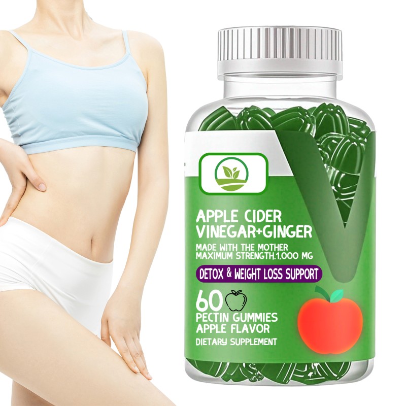 OEM Hot Selling Organic Apple Cider Vinegar Ginger Gummies for Weight Management Detox Herbal Supplements