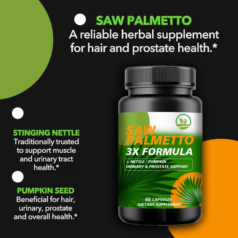 OEM Wholesale Saw Palmetto Capsules for Support Health Prostate Function Herbal Supplement Capsules Saw Palmetto Pills