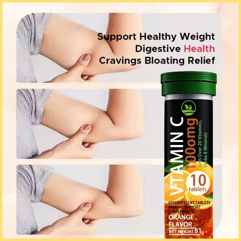 Private Label Vitamin C & Green Tea Extract Fat Burning Drink Effervescent Tablets  | OEM Detox Supplement for Belly Fat