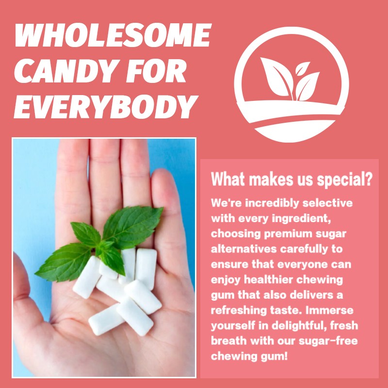 OEM Watermelon Chewing Gum with L-Theanine Caffeine Supplements Keep Teeth Whitening Healthy