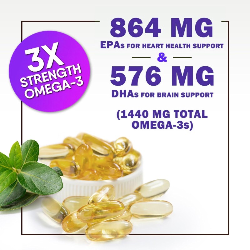 OEM Factory Supply Vegan Omega 3 Softgel Capsules Vitamin EPA DHA Halal Supplements 2400mg Brain & Heart Health Support