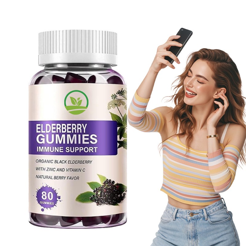 OEM Private Label Elderberry Gummies Zinc Vitamin Supplement Improved Immune Health Elderberry Extract Gummy Candy