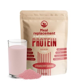 OEM Vegan Meal Replacement Shake Plant Protein Powder- Strawberry Banana Flavor, Probiotics Vitamins Dietary Fiber Supplements