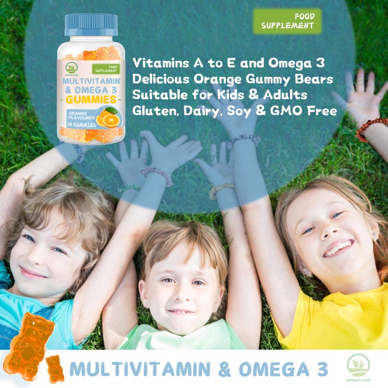 Top Quality Food Grade Kids Multivitamin Gummies Vitamin Omega 3 Gummies Children Multivitamin Gummies Improve lmmunity