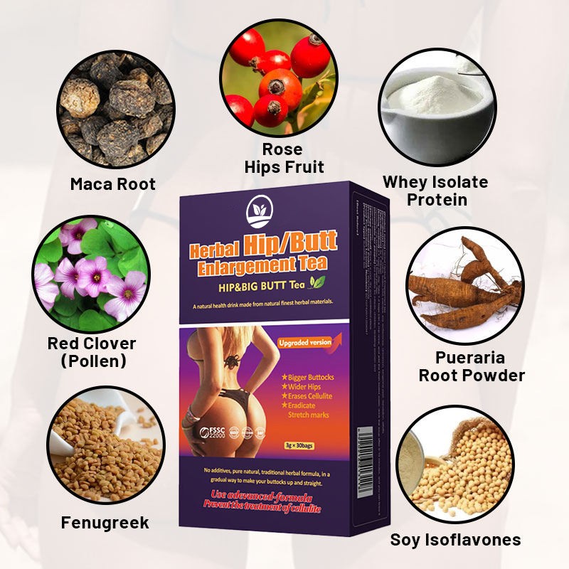 OEM Women Hip and Big Butt Enhancement Tea Bag Buttock Firming Butt Tea Maca Root Herbal Supplement