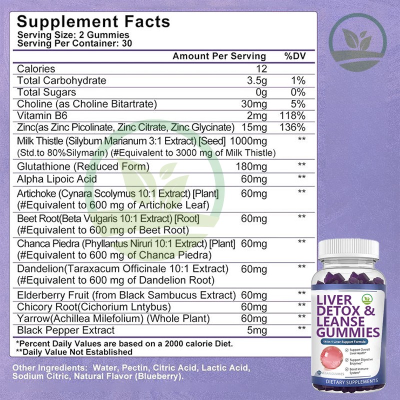 Private Label Liver Detox & Gut Health Support |  Milk Thistle Gummies - Weight Management & Beauty Supplement | Vegan, Non-GMO