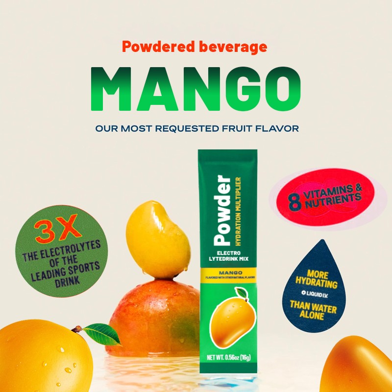 OEM Mango Flavor Electrolyte Powder Drink - Fast Hydration with Vitamins & Nutrients, Vegan & Gluten - Free Sports Hydration Mix