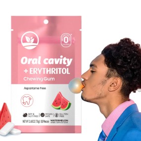 OEM Watermelon Chewing Gum with L-Theanine Caffeine Supplements Keep Teeth Whitening Healthy