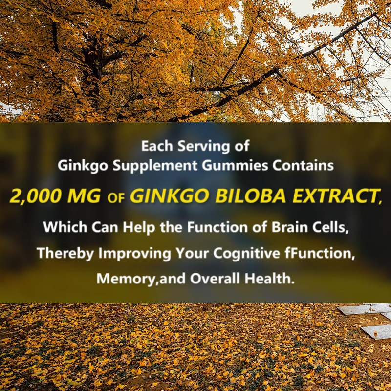 ODM Ginkgo Biloba Gummies - Memory & Focus & Natural Energy Brain Health Support 60 Count