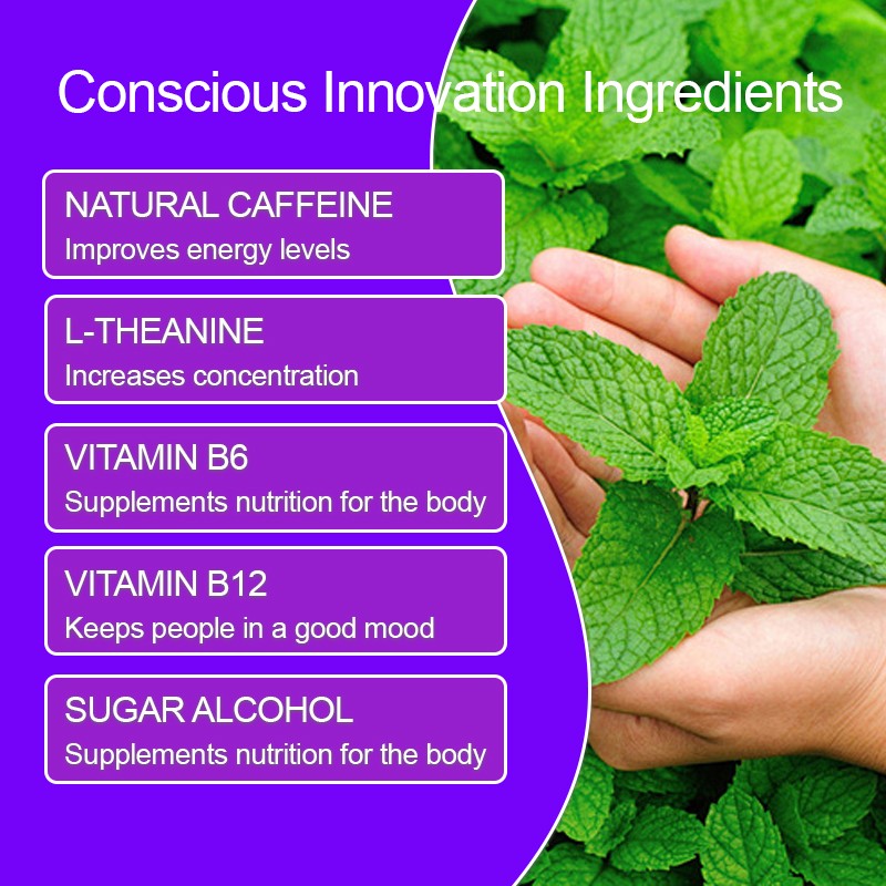 OEM Caffeinated Mint Candy Vitamin B12 B6  Private Label High Energy Mints with Nootropics