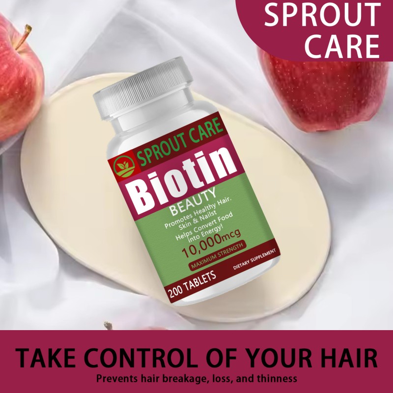 OEM Private Label Biotin Tablets Vitamin Hair Growth Tablet Natural Thicker and Stronger Hair Dietary Fiber Herbal Supplement