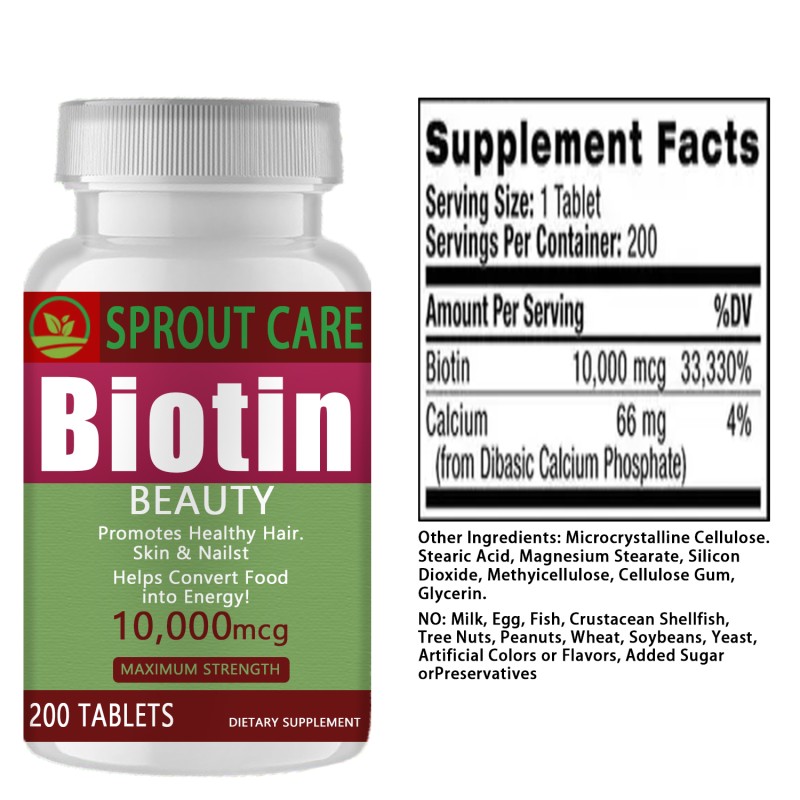 OEM Private Label Biotin Tablets Vitamin Hair Growth Tablet Natural Thicker and Stronger Hair Dietary Fiber Herbal Supplement