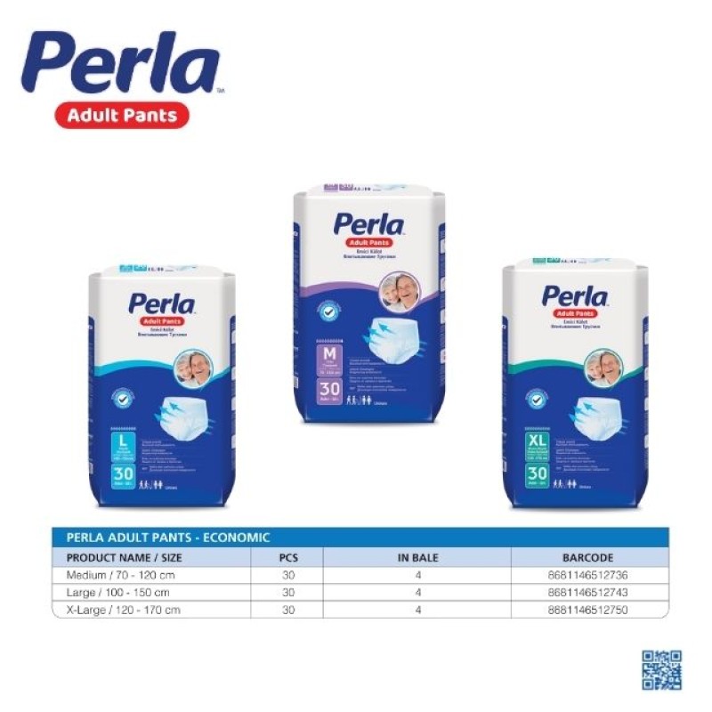 Adult Diapers Manufacturer - PERLA Large Disposable Economic Pack 30 Pcs