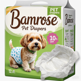Dog Diapers Manufacturer - Bamrose Disposable Biodegradable Super Absorbent Breathable Leak Protection