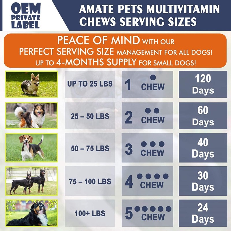 OEM Advanced Formula Multi-Vitamin Soft Chews for Dogs 120 Count Health Support Supplement