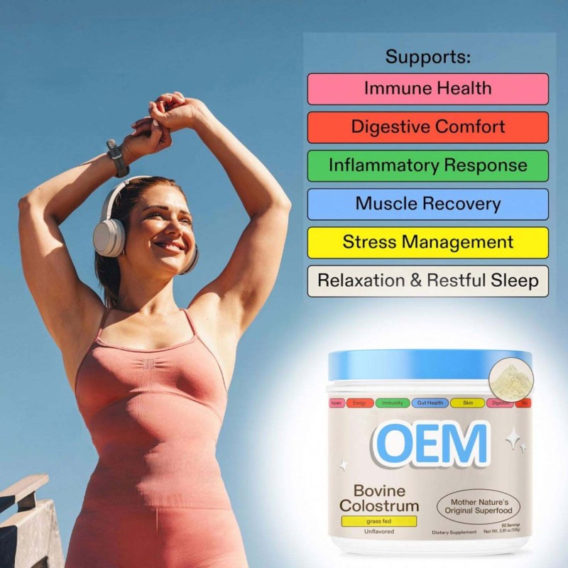 OEM Wholesale Natural Bovine Colostrum Powder Original Superfood Nutritional Supplements for Adults Digestive Grass-Fed Powder