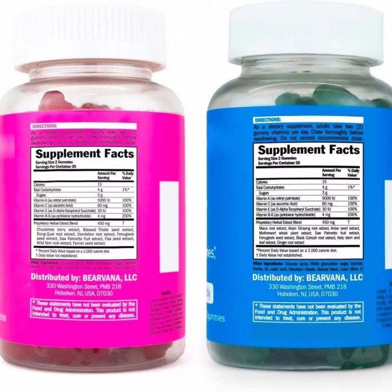 Private Label Vegan Sugar-Free Halal Berry Gummies Gummy Bear Vitamins for Women's Health Support Capsules Dosage