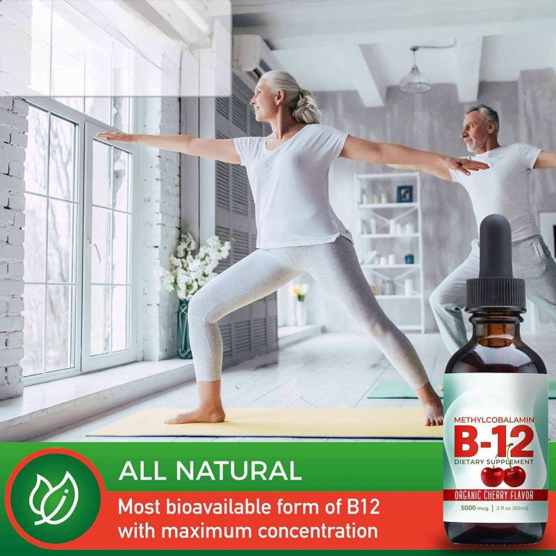 OEM Natural Organic CHERRY FLAVOR Sublingual Extra Strength 5000 Mcg Methylcobalamin Vitamin B12 Liquid Drops for Adults