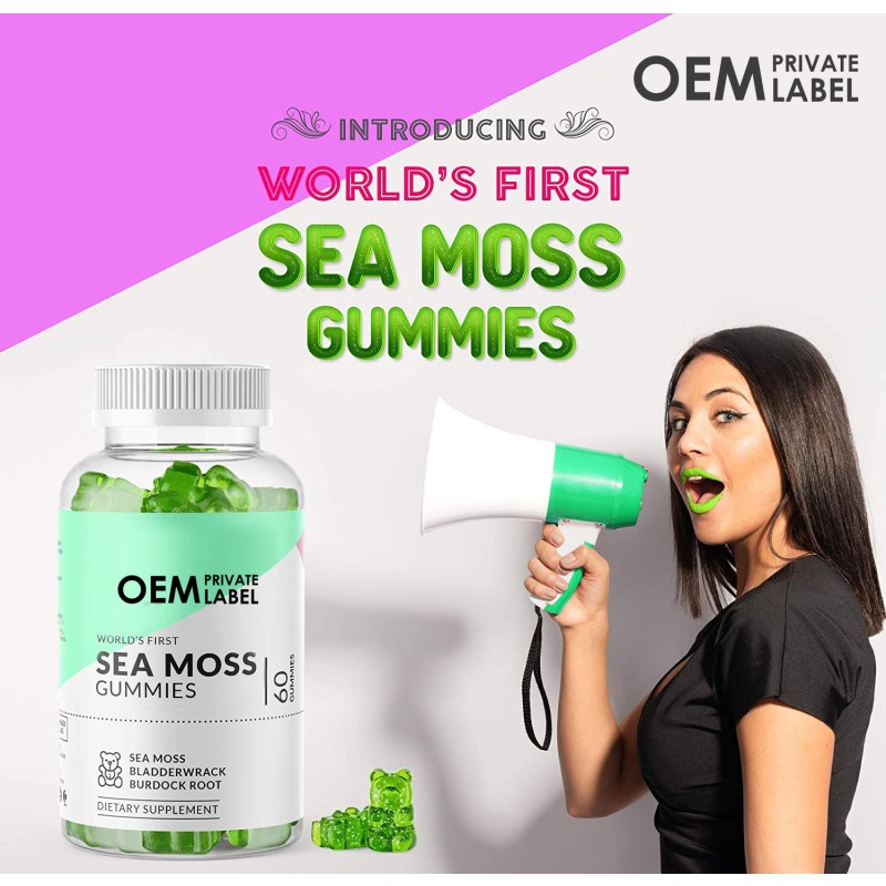 OEM Healthcare Supplements Seamoss Gummies Vegan Organic Sea Moss Gummies Sugar Free