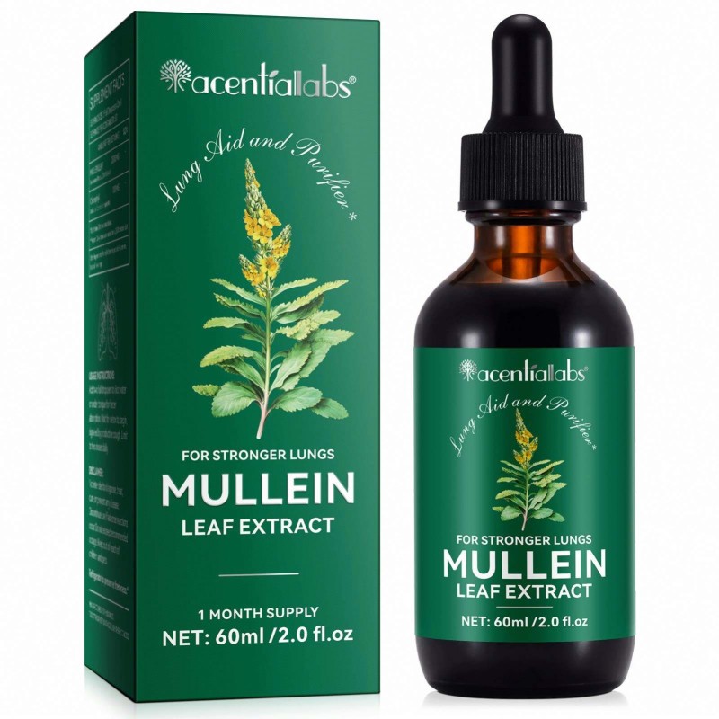 Acentiallabs 60ml Mullein Leaf Liquid Herbal Extract Drops for Adults