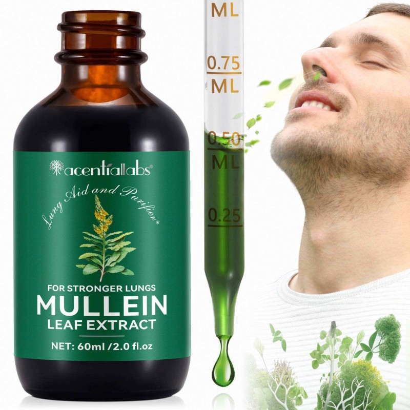 Acentiallabs 60ml Mullein Leaf Liquid Herbal Extract Drops for Adults